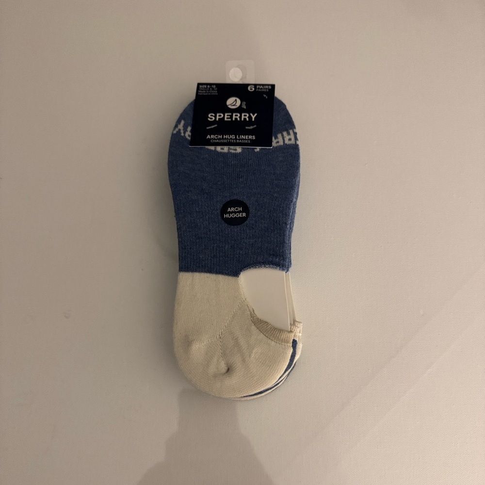 Sperry Socks Mens 6 Pack Ped No Show Arch Hugger